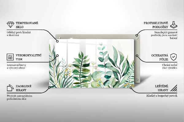 Tagliere in vetro Illustrazione delle foglie delle piante