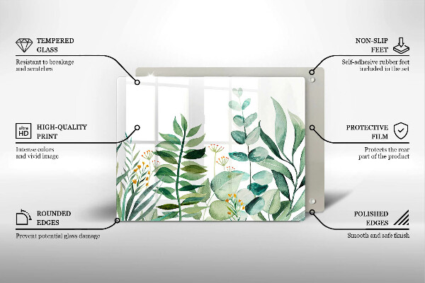 Tagliere in vetro Illustrazione delle foglie delle piante