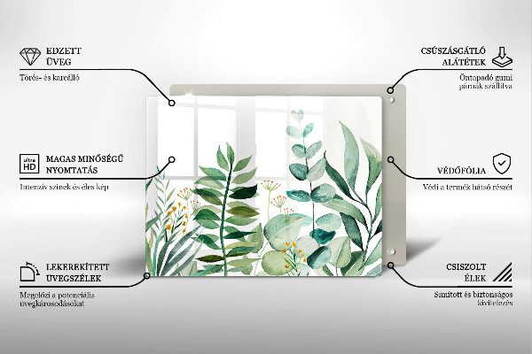 Tagliere in vetro Illustrazione delle foglie delle piante