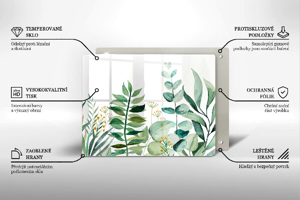 Tagliere in vetro Illustrazione delle foglie delle piante