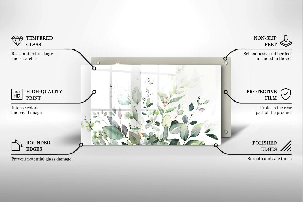 Tagliere in vetro Piante ad acquerello