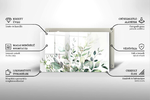 Tagliere in vetro Piante ad acquerello