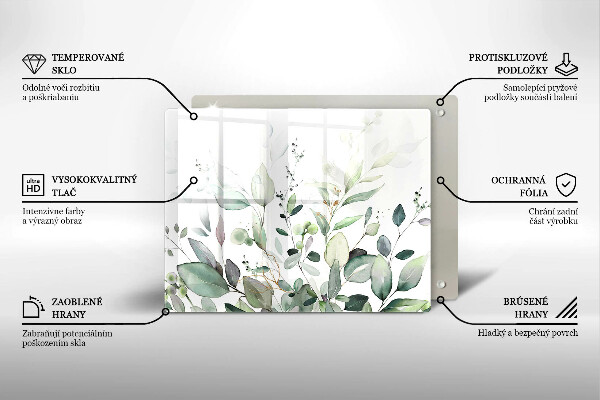 Tagliere in vetro Piante ad acquerello