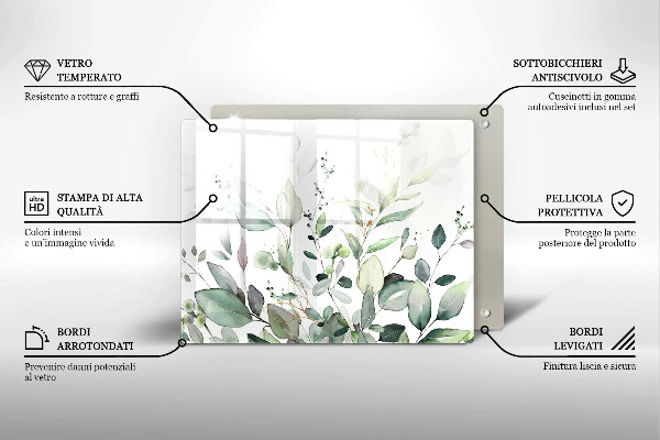 Tagliere in vetro Piante ad acquerello
