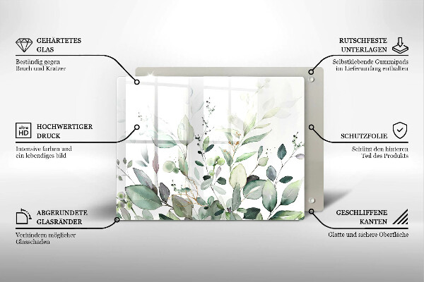 Tagliere in vetro Piante ad acquerello