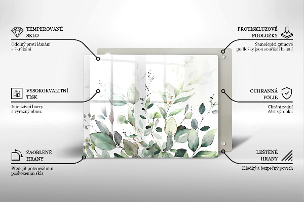 Tagliere in vetro Piante ad acquerello