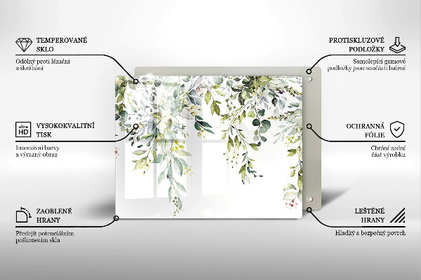 Tagliere in vetro Foglie e fiori decorativi