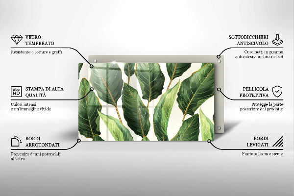 Tagliere in vetro Foglie di banana