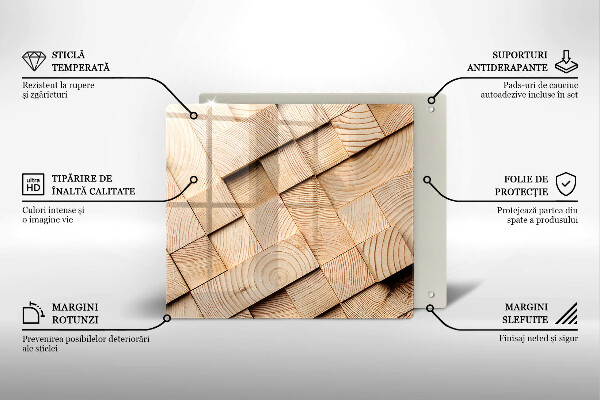 Tagliere in vetro temperato Quadrati di legno