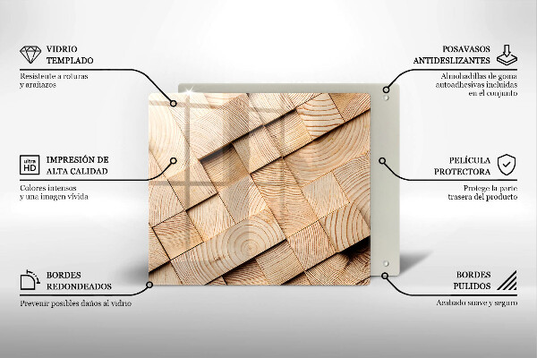 Tagliere in vetro temperato Quadrati di legno