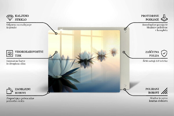 Tagliere in vetro temperato Fiori di giglio sull'acqua