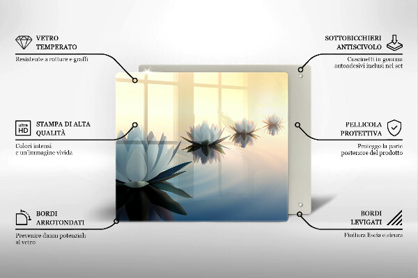 Tagliere in vetro temperato Fiori di giglio sull'acqua