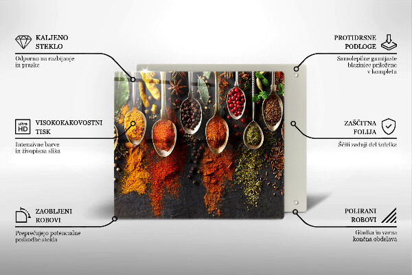 Tagliere in vetro temperato Cucchiai con spezie