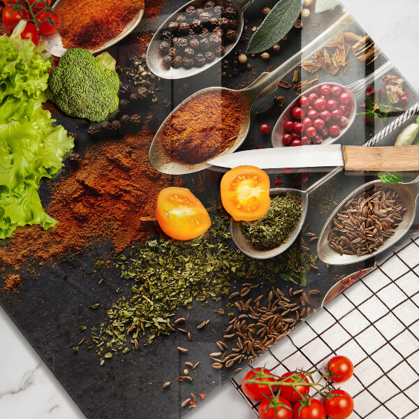 Tagliere in vetro temperato Cucchiai con spezie