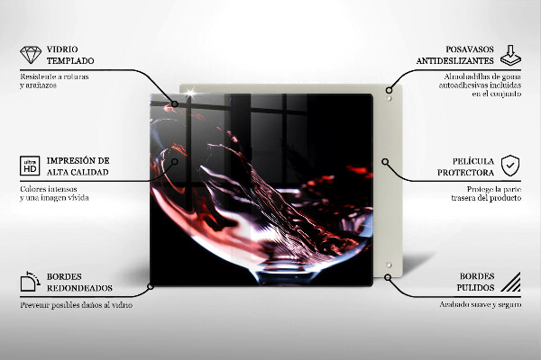 Tagliere in vetro temperato Un bicchiere di vino rosso