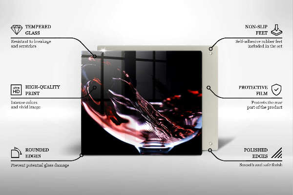 Tagliere in vetro temperato Un bicchiere di vino rosso