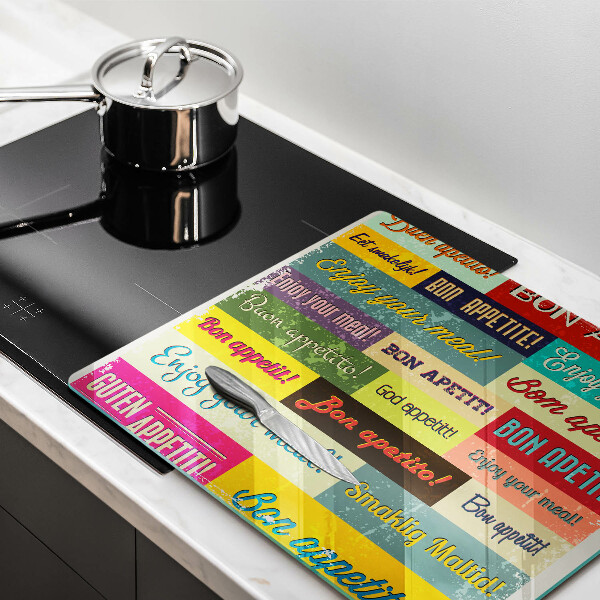 Tagliere in vetro temperato Sottotitoli Buon appetito lingue