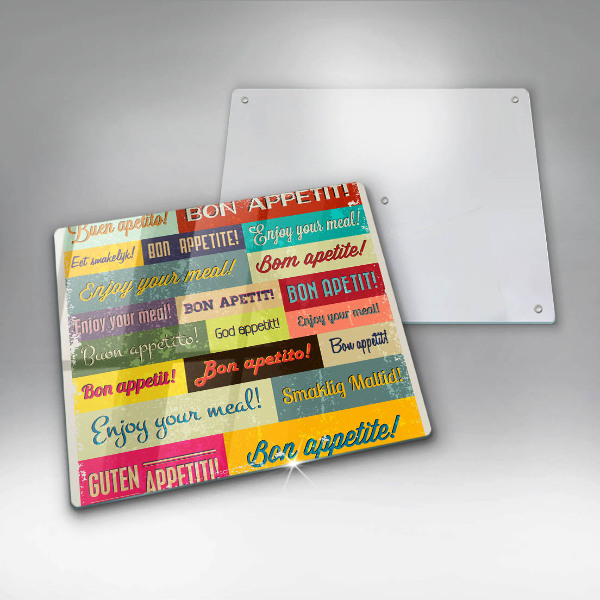 Tagliere in vetro temperato Sottotitoli Buon appetito lingue