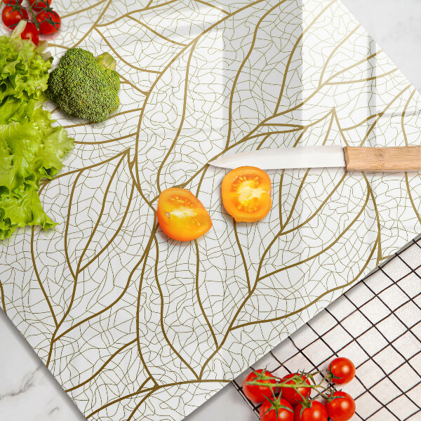 Tagliere in vetro temperato Modello di foglie line-art