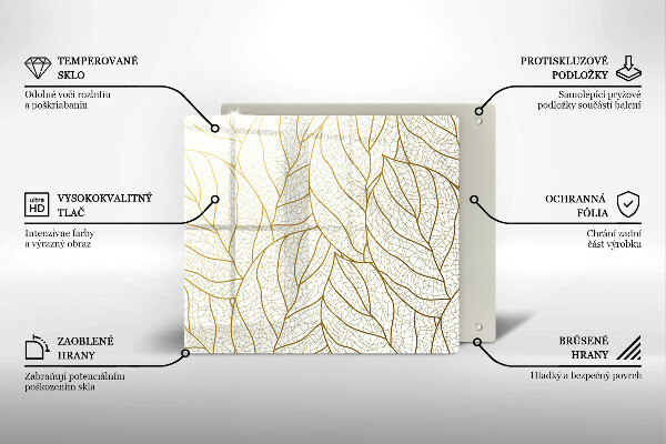 Tagliere in vetro temperato Modello di foglie line-art