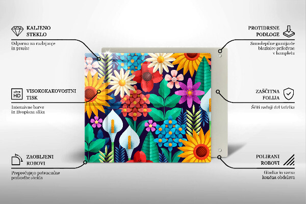 Tagliere in vetro temperato Illustrazione del prato dei fiori