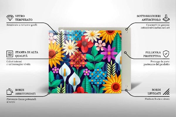 Tagliere in vetro temperato Illustrazione del prato dei fiori