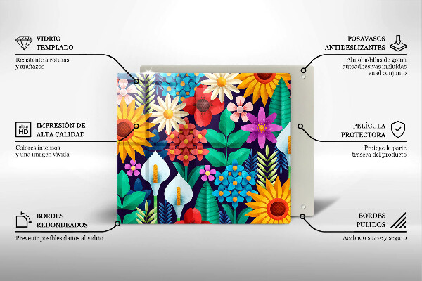 Tagliere in vetro temperato Illustrazione del prato dei fiori