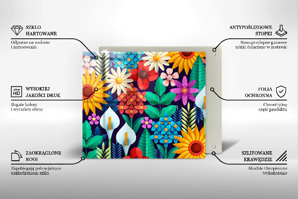 Tagliere in vetro temperato Illustrazione del prato dei fiori