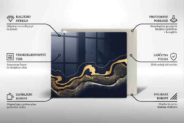 Tagliere in vetro temperato Linee dorate astratte
