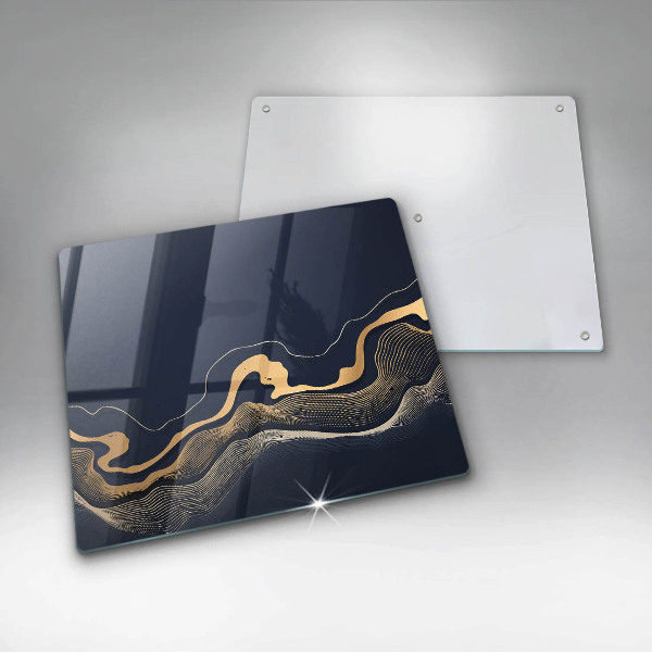 Tagliere in vetro temperato Linee dorate astratte