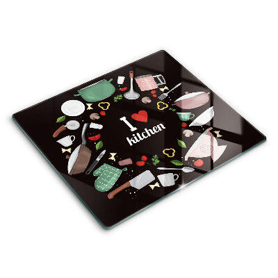 Tagliere in vetro temperato Illustrazione Amo la cucina