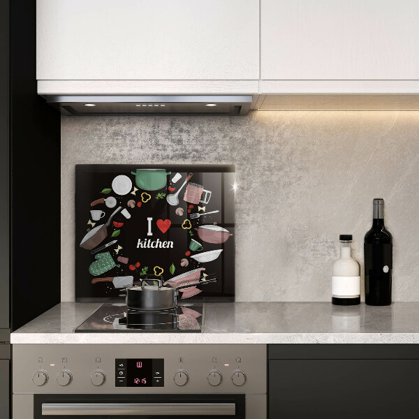 Tagliere in vetro temperato Illustrazione Amo la cucina