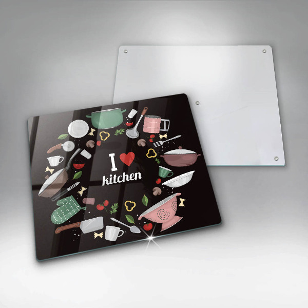 Tagliere in vetro temperato Illustrazione Amo la cucina
