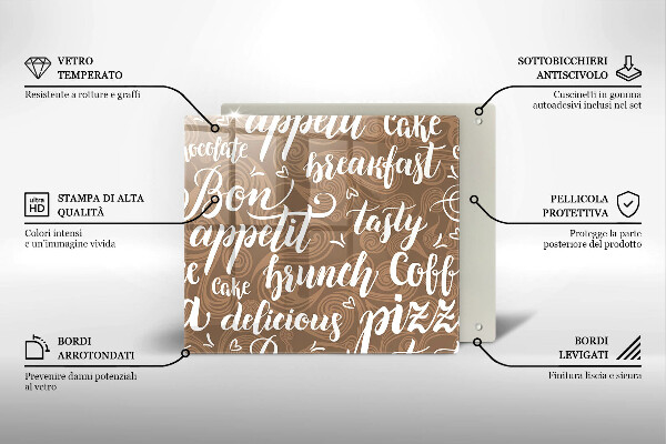 Tagliere in vetro temperato Sottotitoli Bon appetit