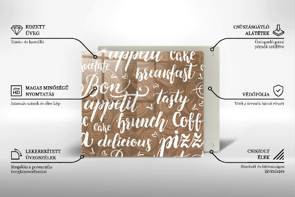 Tagliere in vetro temperato Sottotitoli Bon appetit