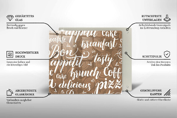 Tagliere in vetro temperato Sottotitoli Bon appetit