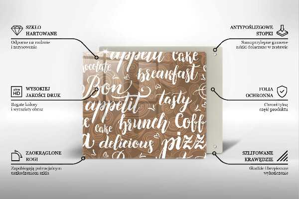 Tagliere in vetro temperato Sottotitoli Bon appetit