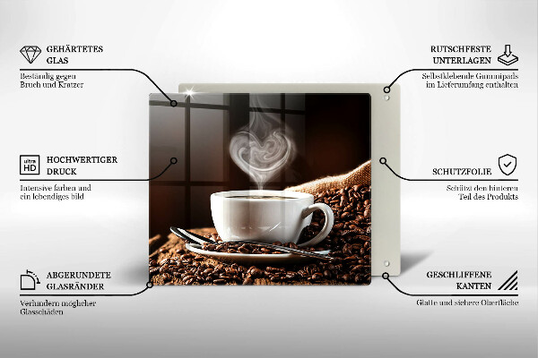 Tagliere in vetro temperato Caffè e una tazza