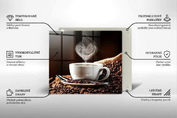 Tagliere in vetro temperato Caffè e una tazza