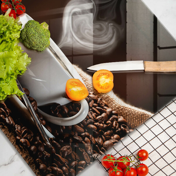 Tagliere in vetro temperato Caffè e una tazza