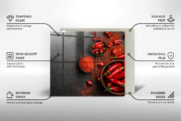 Tagliere in vetro temperato Peperoncini rossi