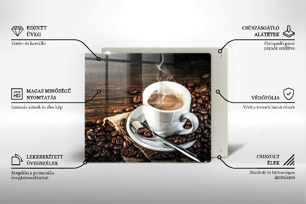 Tagliere in vetro Tazza e chicchi di caffè