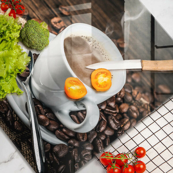 Tagliere in vetro Tazza e chicchi di caffè