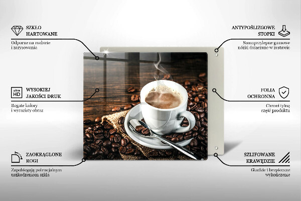 Tagliere in vetro Tazza e chicchi di caffè