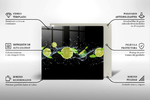 Tagliere in vetro temperato Acqua di menta e lime