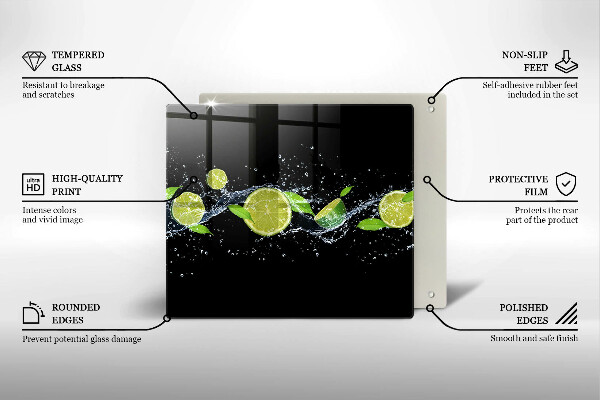 Tagliere in vetro temperato Acqua di menta e lime