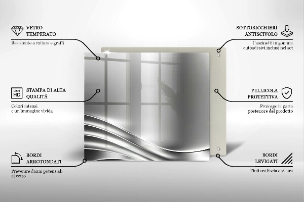 Tagliere in vetro Struttura in metallo