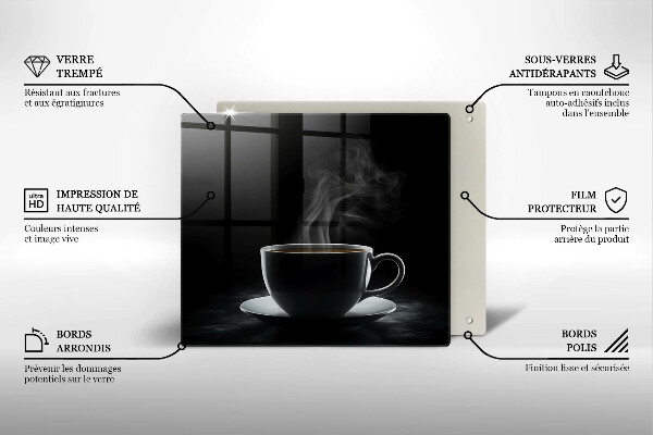 Tagliere in vetro Tazza di caffè calda