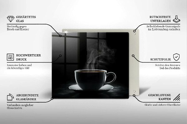 Tagliere in vetro Tazza di caffè calda