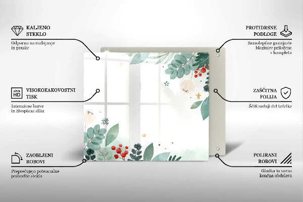 Tagliere in vetro temperato Foglie ad acquerello